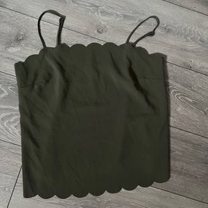 Banana Republic Factory Olive Green Scallop-Edge Camisole